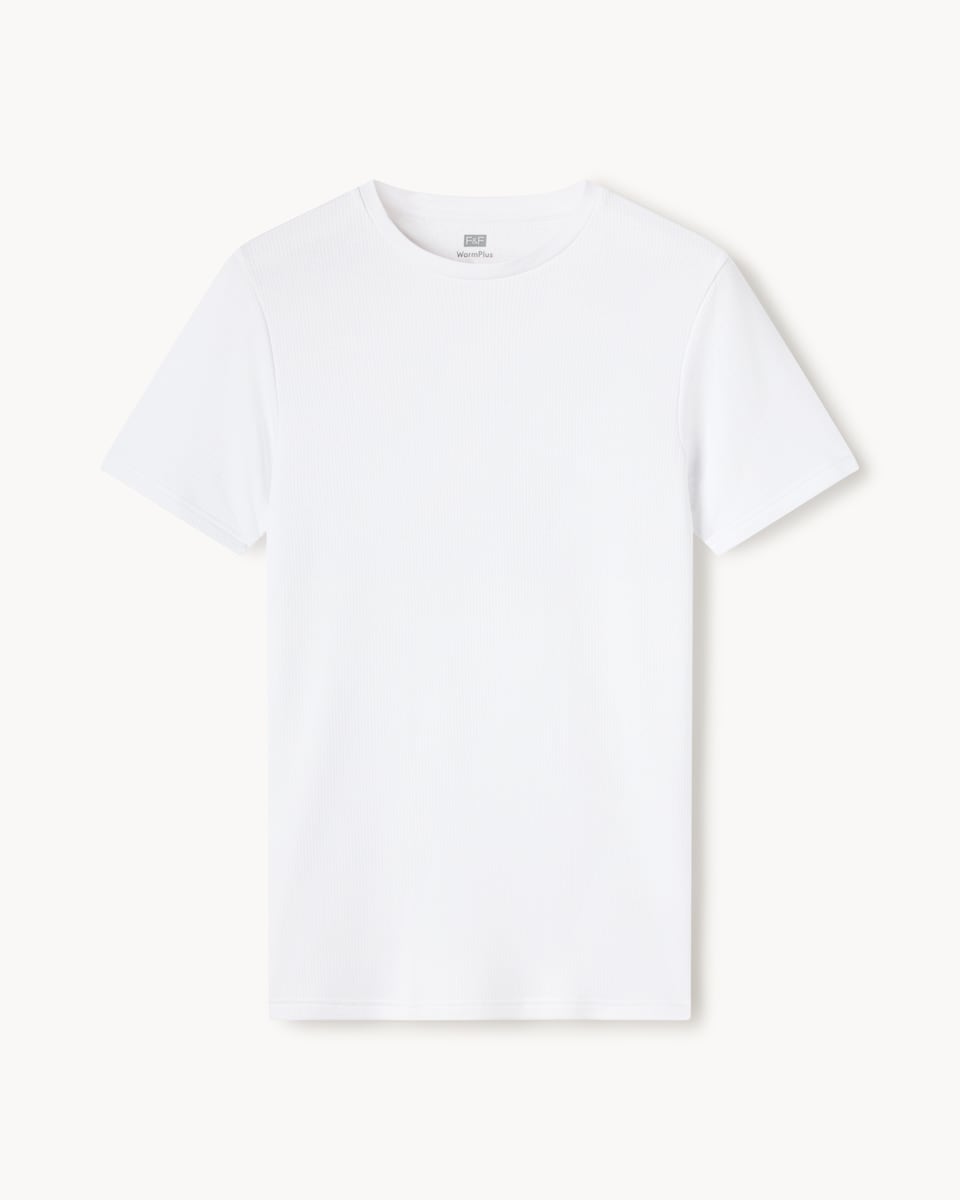 F&F WARMPLUS™ Medium Warmth Ribbed Thermal Short Sleeved T-Shirt in White