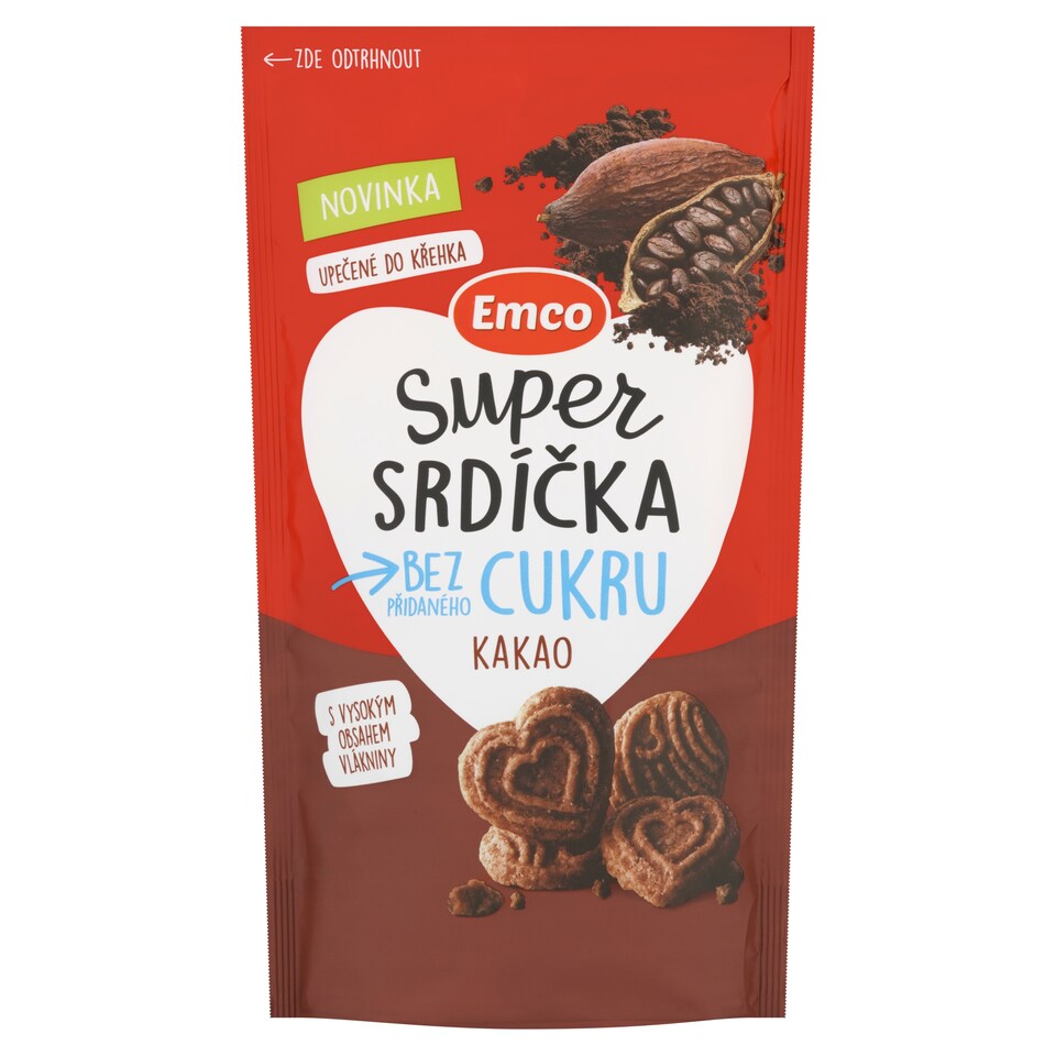 obrázok 1 z Emco Super srdíčka pšeničné sušienky s kakaovým práškom 140 g