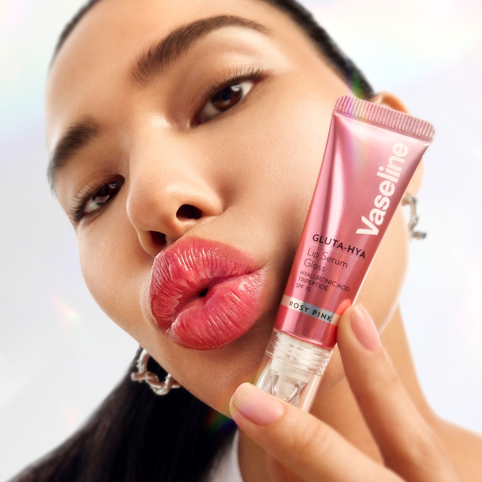 image 1 of Vaseline Gluta-Hya Serum Gloss Tinted Lip Care Rosy Pink 10ml