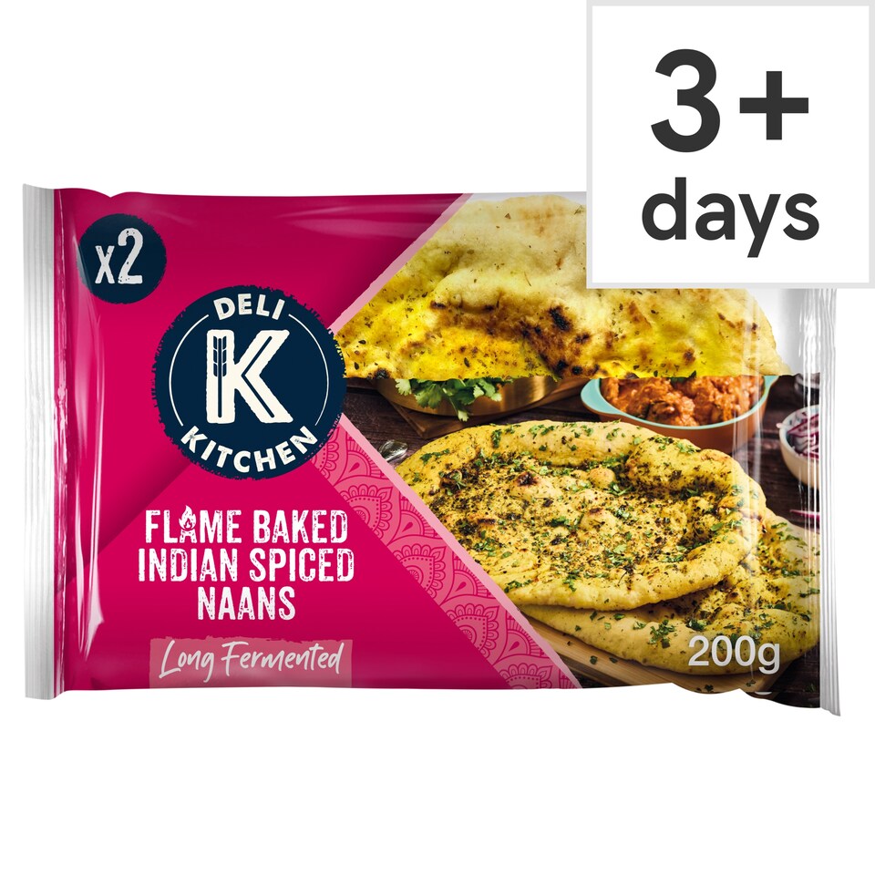 image 1 of Deli Kitchen 2 Flame Baked Indian Naan Breads 400g