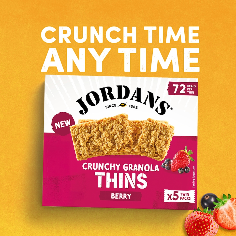 image 1 of Jordans Granola Thins Mixed Berry Oat Cereal Snack Bars 160g