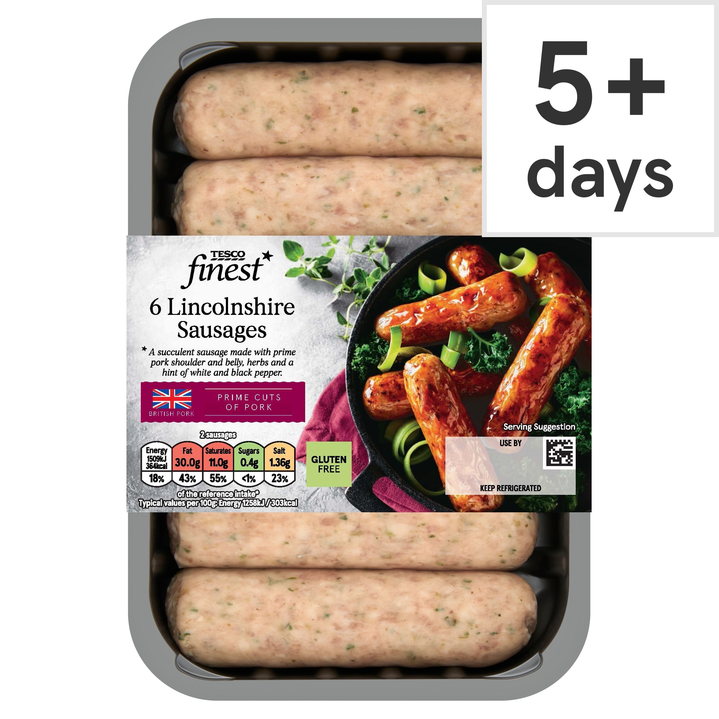Tesco Finest British 6 Lincolnshire Sausages 400G