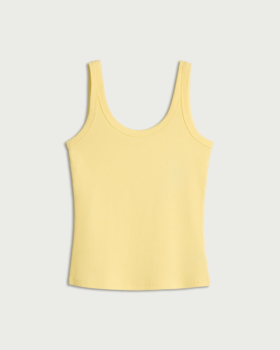 image 1 of F&F Cotton Rich Ribbed Scoop Neck Vest in Yellow