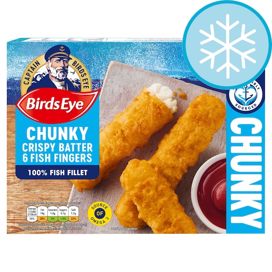 Birds Eye 6 Crispy Battered Fish Fingers Extra Large 360G Tesco Groceries