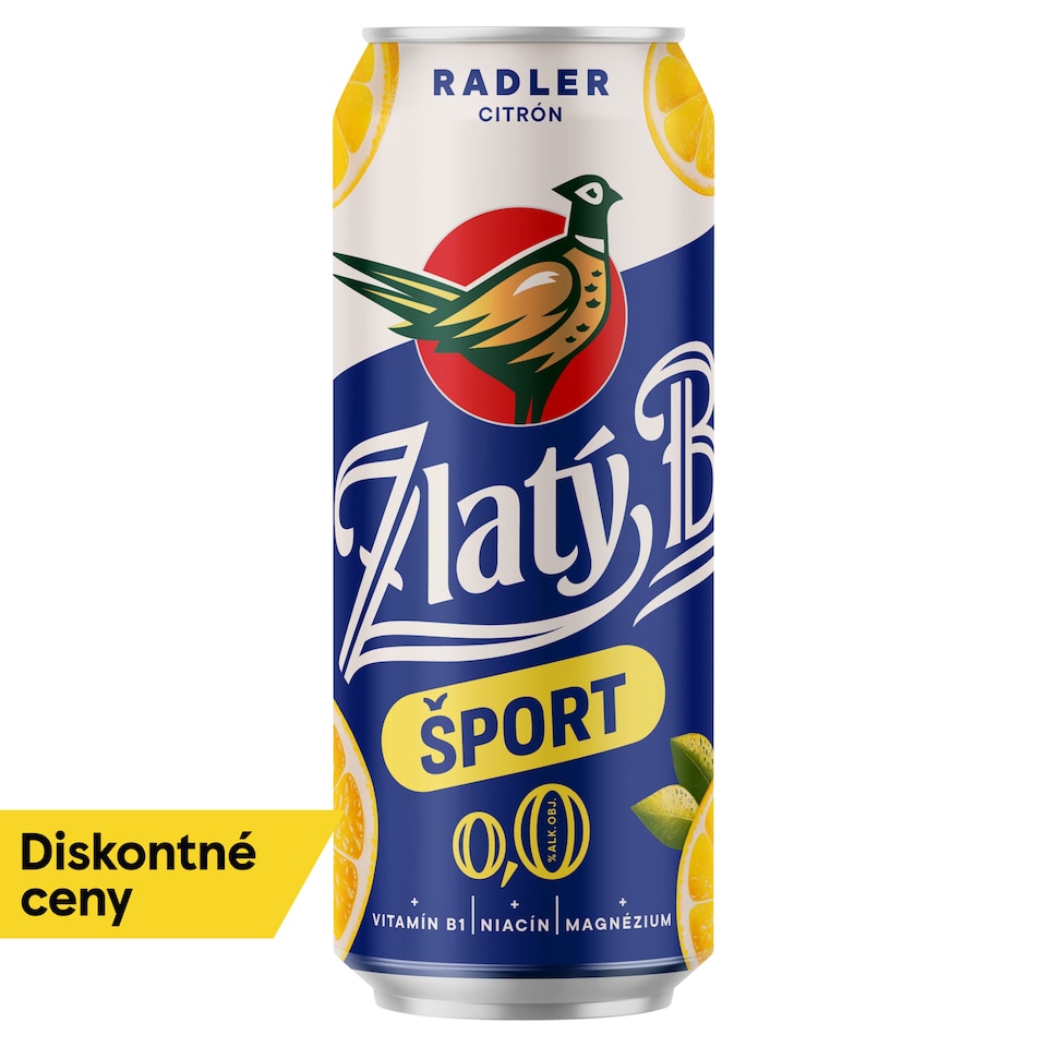 Zlatý Bažant Radler 0,0% Šport Citrón plechovka 500 ml