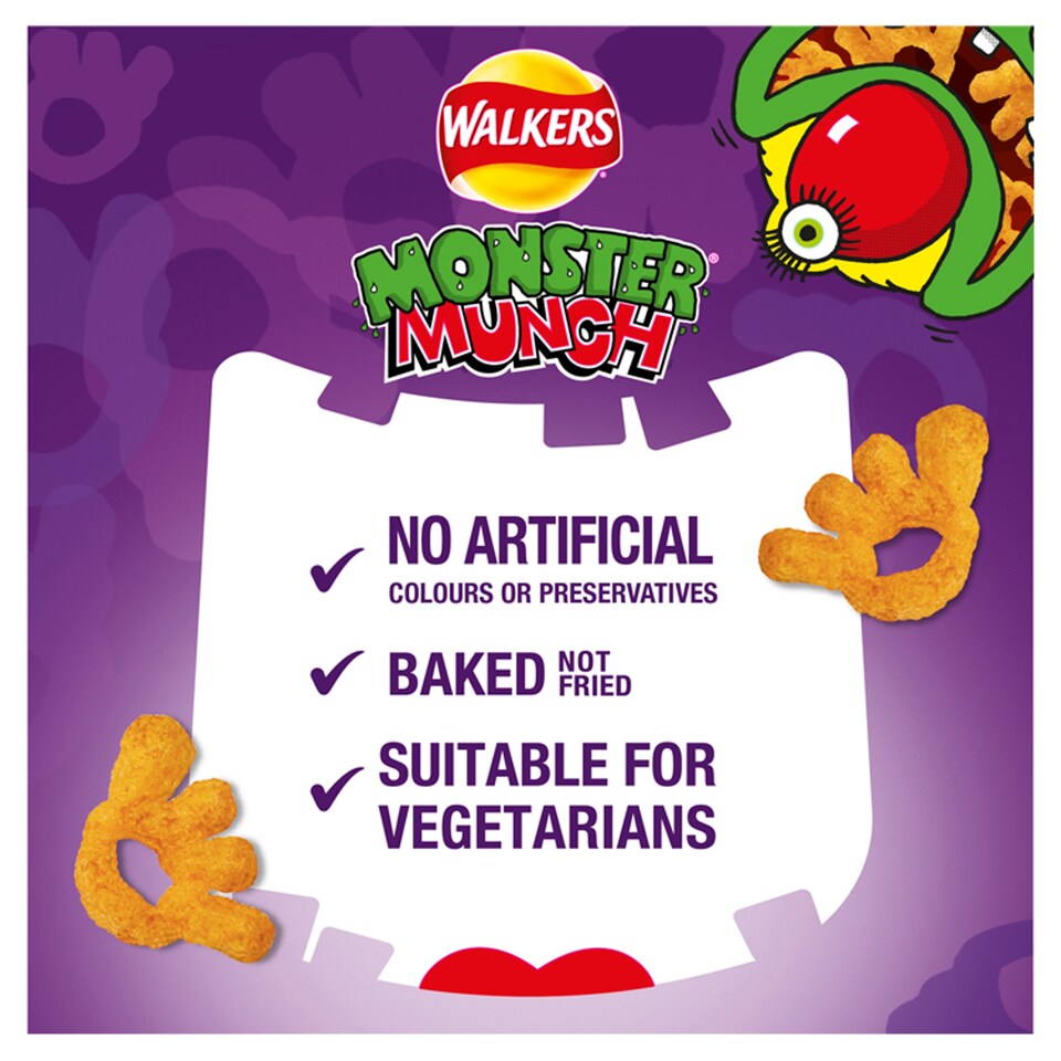 image 1 of Walkers Monster Munch Pickled Onion Snacks 6X22g