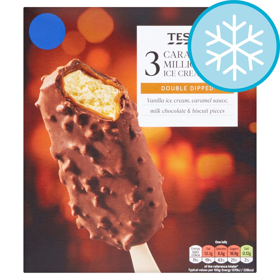 Tesco 3 Caramel Millionaires Ice Cream 270Ml Tesco Groceries