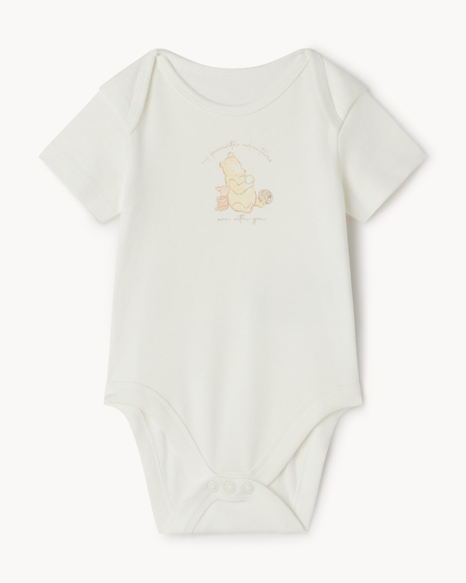 image 1 of Disney Winnie the Pooh 5-Pack Pure Cotton Short Sleeveed Bodysuits in White