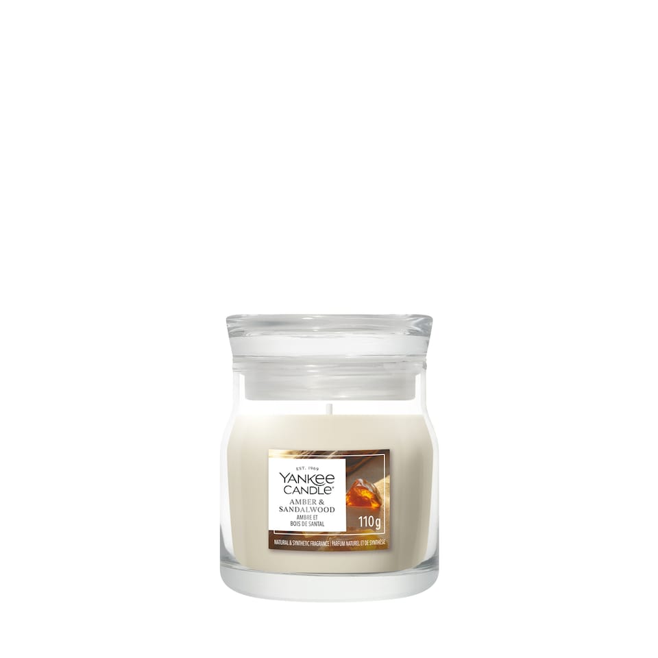 image 1 of Yankee Candle Signature Amber and Sandalwood Small Candle 110g