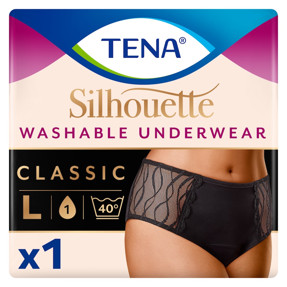 image 1 of TENA Silhouette Washable Incontinence Underwear Black Size L