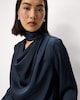 image 1 of F&F Satin Draped Blouse in Navy