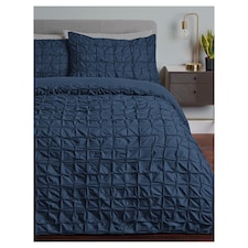 F&F Home Bedding Marrakech Navy Pinch Pleat Duvet Set Double
