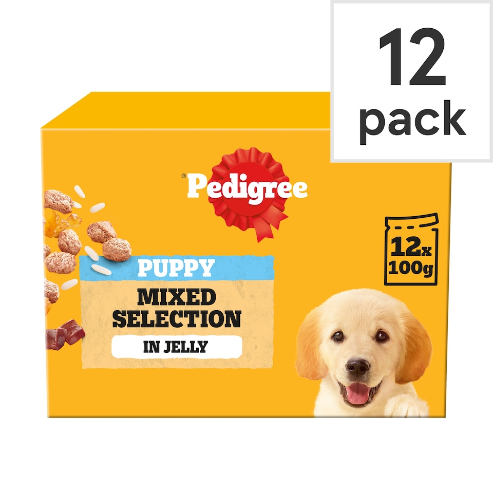 image 1 of Pedigree Puppy Dog Food Pouches Mixed in Jelly 12x100g
