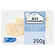 Tesco Skinless and Boneless Cod Fillet Pieces 250g