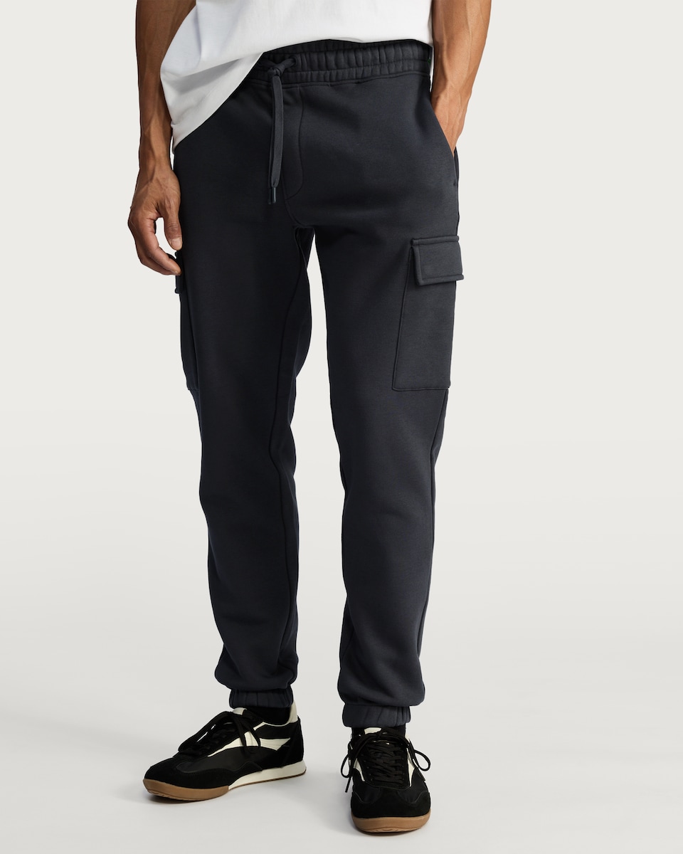 image 1 of F&F Cotton Rich Slim Leg Cuffed Cargo Joggers in Grey