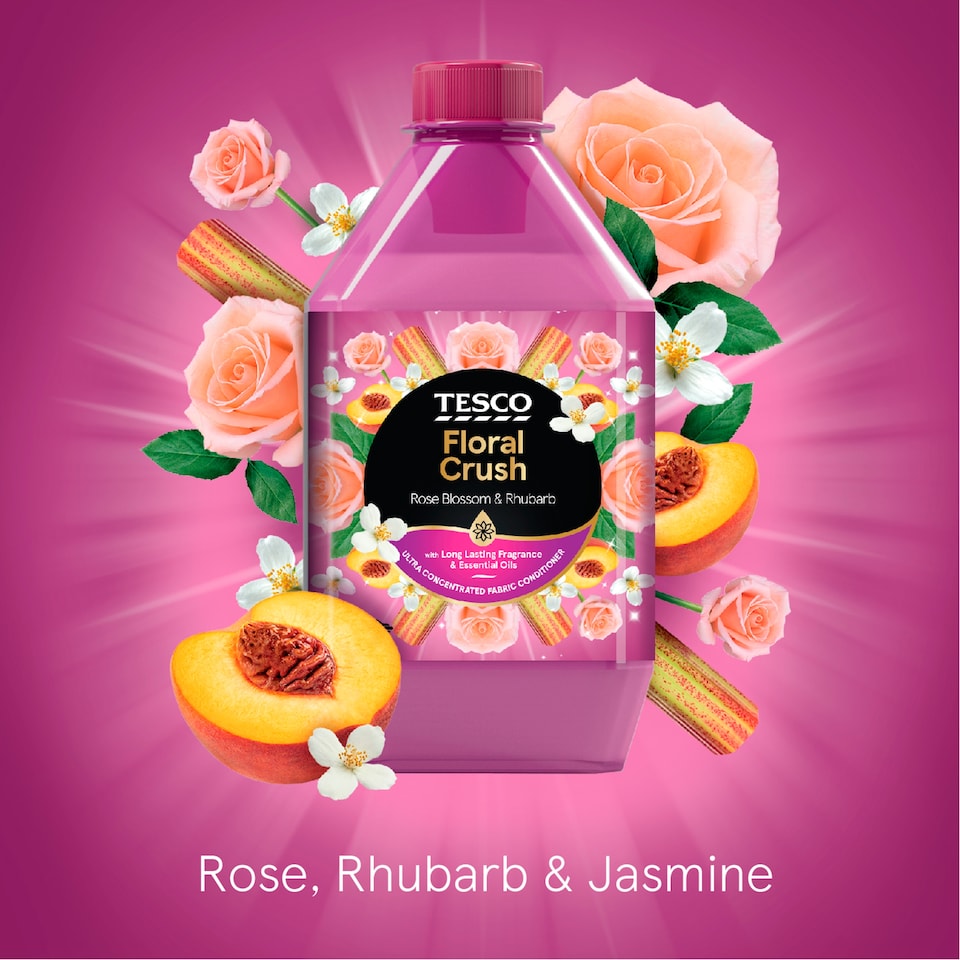 image 1 of Tesco Floral Crush Fabric Conditioner - Rose Blossom & Rhubarb 700ml