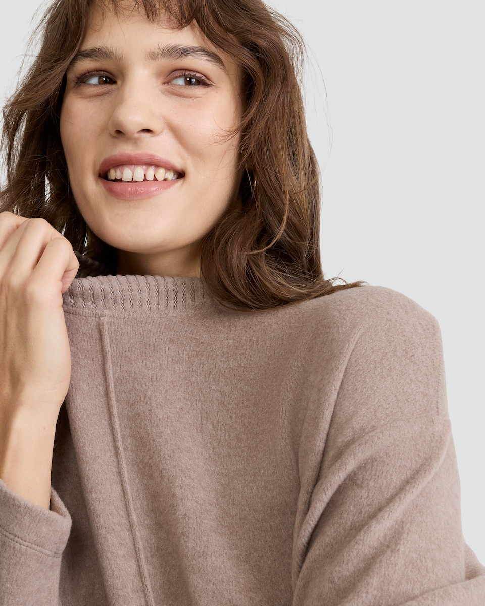 image 1 of F&F Seam Detail Crew Neck Jumper in Brown