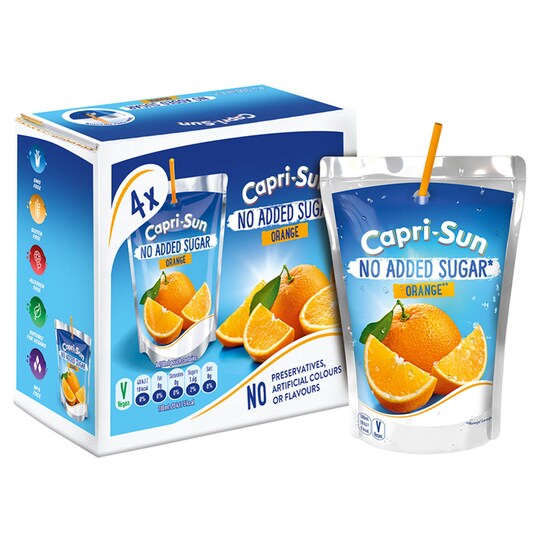 Capri Sun No Added Sugar Orange 4 X 200Ml Tesco Groceries