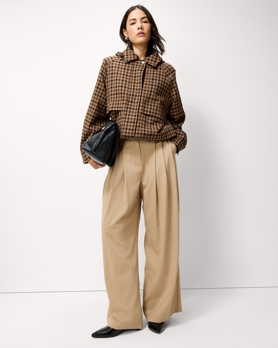 image 1 of F&F Triple Pleated Wide Leg Trousers in Med Nude