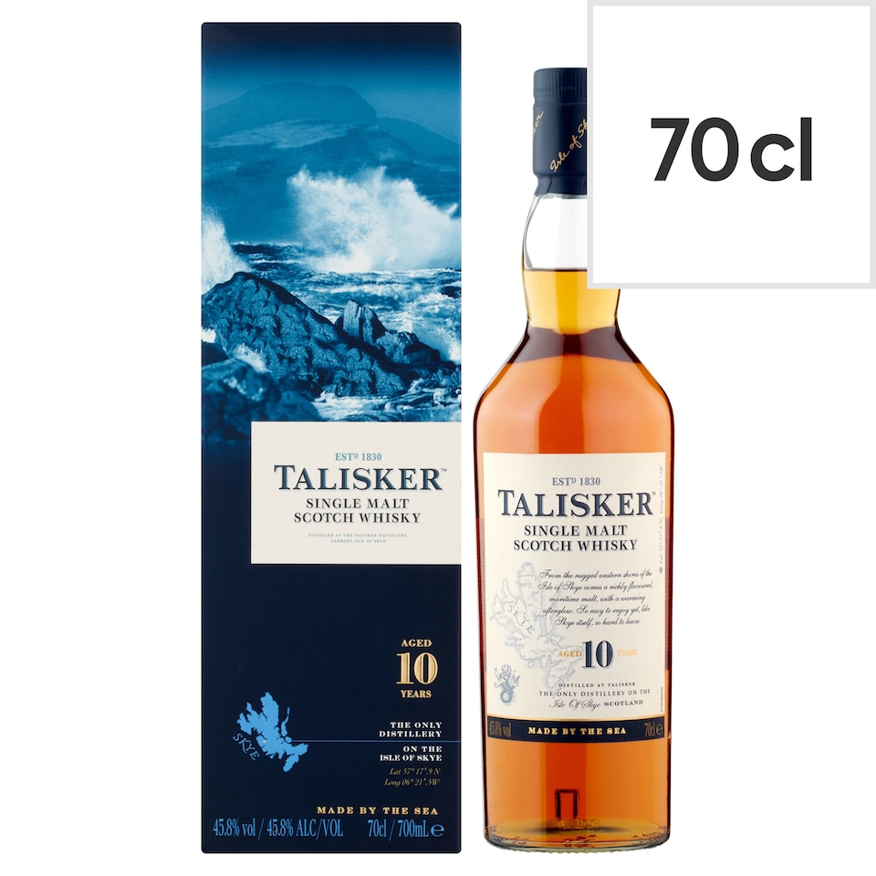 Talisker 10 Year Single Malt Whisky Bottle 45.8% Vol 70cl