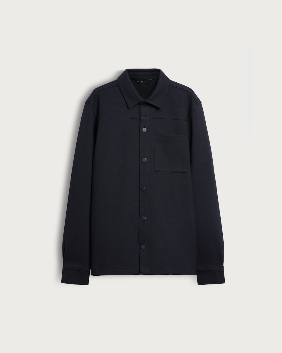 image 1 of The F&F Edit Cotton Blend Pocket Front Shacket in Navy
