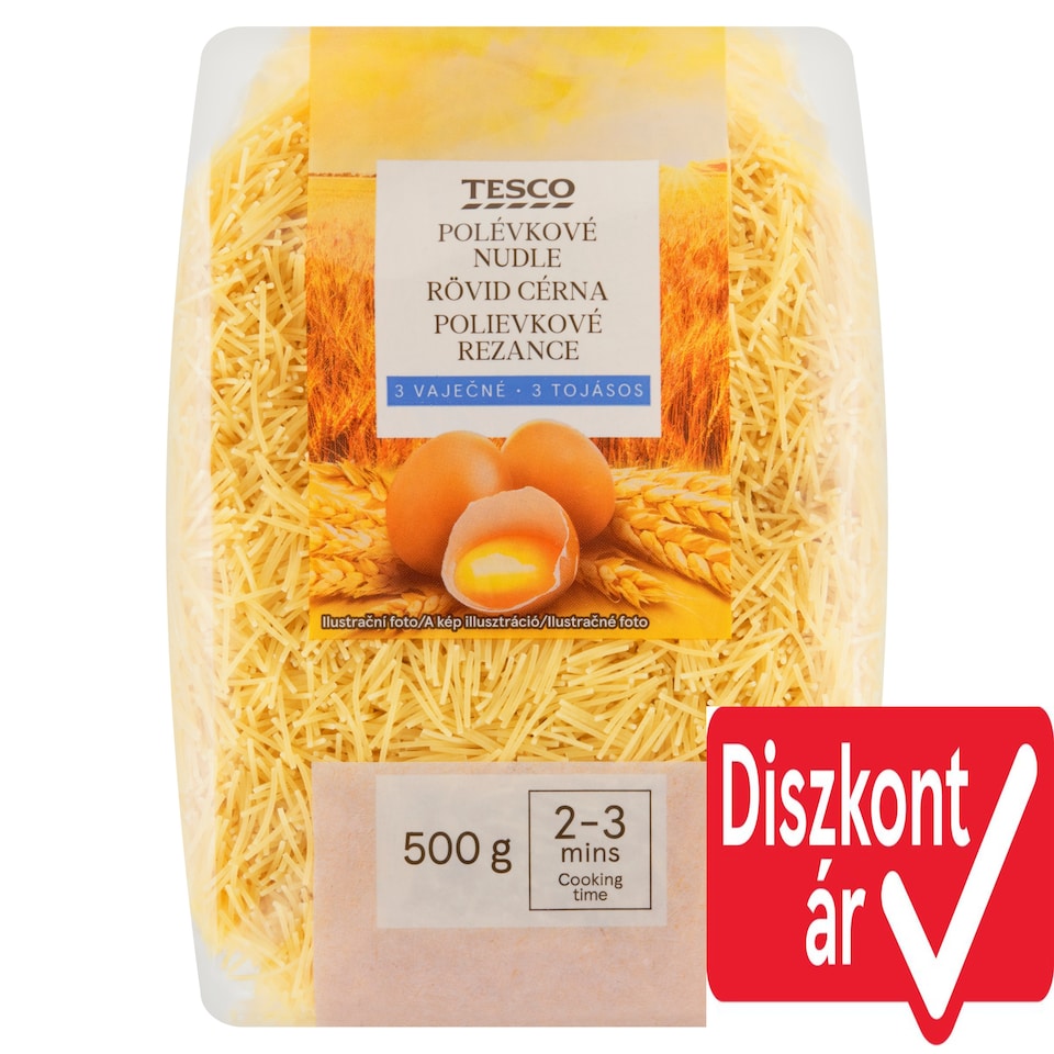 Tesco 3 tojásos rövid cérna durum száraztészta 500 g