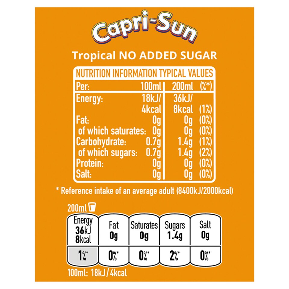 image 1 of Capri Sun No Added Sugar Tropical 8X200ml
