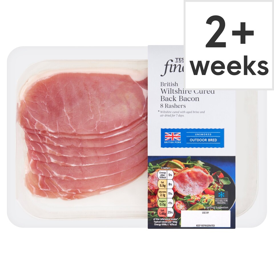 Tesco Finest Unsmoked Wiltshire Cured Back Bacon 8 Pack 240G Tesco