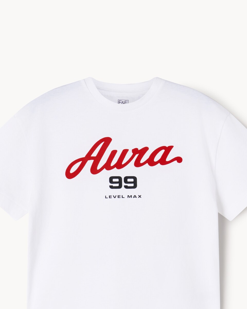 image 1 of F&F Boys Pure Cotton Aura T-Shirt in White
