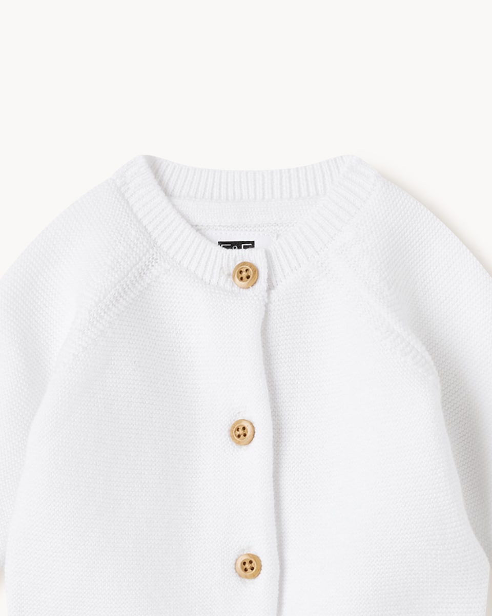 image 1 of F&F Baby Premature Pure Cotton Cardigan and Hat Set in White