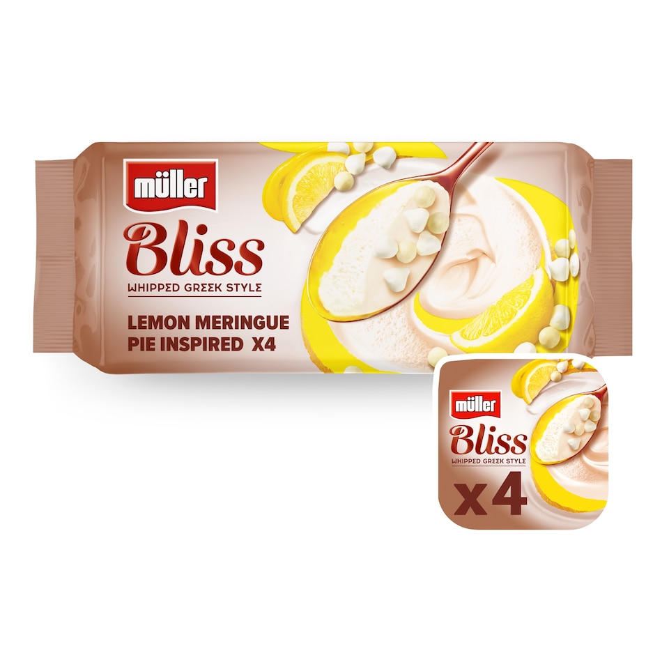 Muller Bliss Whipped Greek Style Yogurt Lemon Meringue Pie 4 x 100g