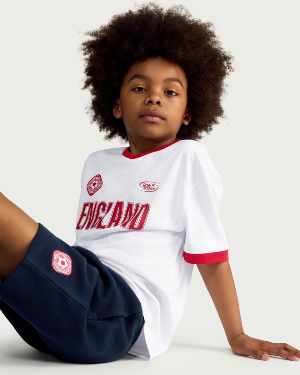 image 1 of F&F Boys England Football T-Shirt and Shorts Set in White