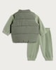 image 2 of F&F Baby 3-Piece Padded Gilet, Fleece Sweatshirt and Joggers Set in Green