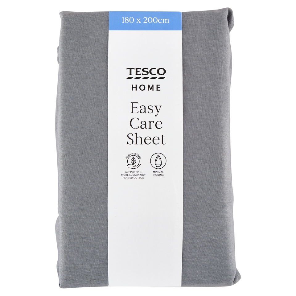 Tesco Home Easy Care Grey posteľná plachta 180 x 200 cm