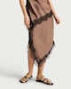image 2 of F&F Satin Lace Trim Asymmetric Co-ord Skirt in Brown