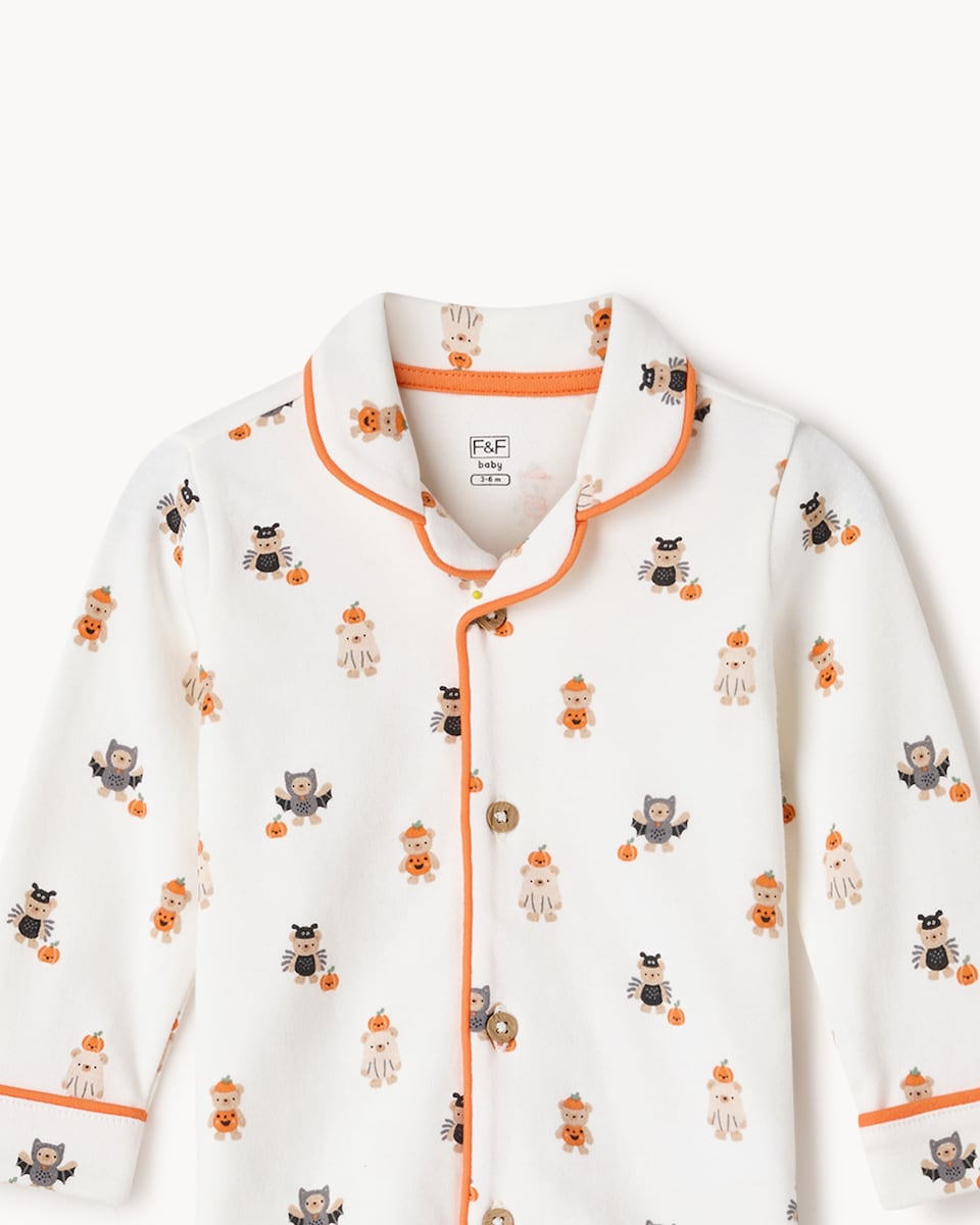 image 1 of F&F Baby 3-Piece Pure Cotton Halloween Pyjama Set in White