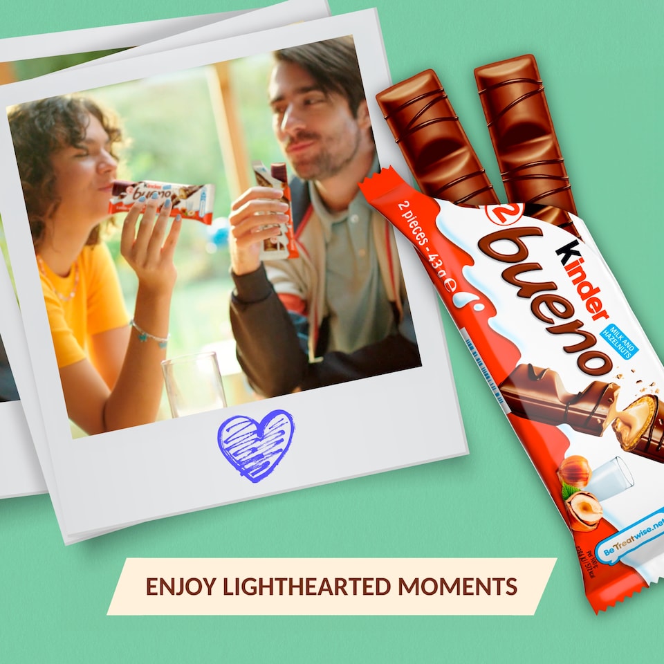 image 1 of Kinder Bueno Milk & Hazelnut Chocolate Bars Multipack 3 X 43g