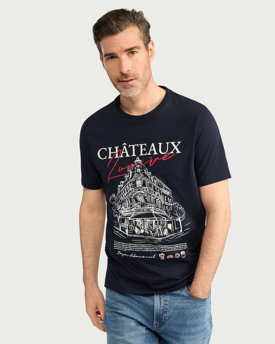 image 1 of F&F Pure Cotton Slogan T-Shirt in Navy