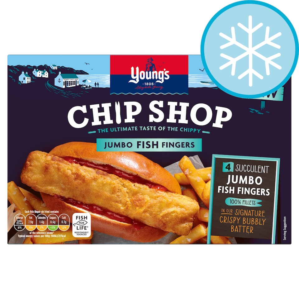 Young's 4 Jumbo Chip Shop Fish Finger 320g