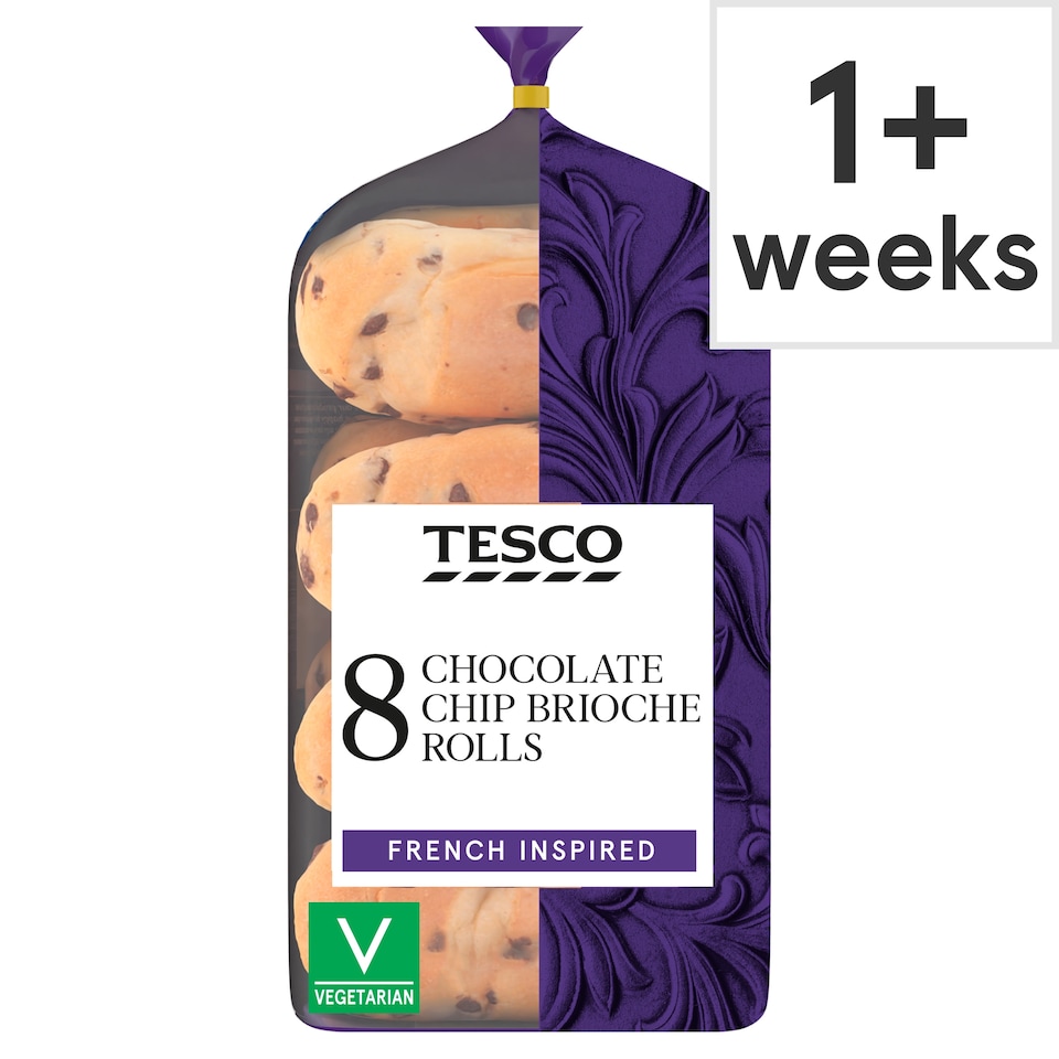 Tesco Chocolate Chip Brioche Rolls 8 Pack