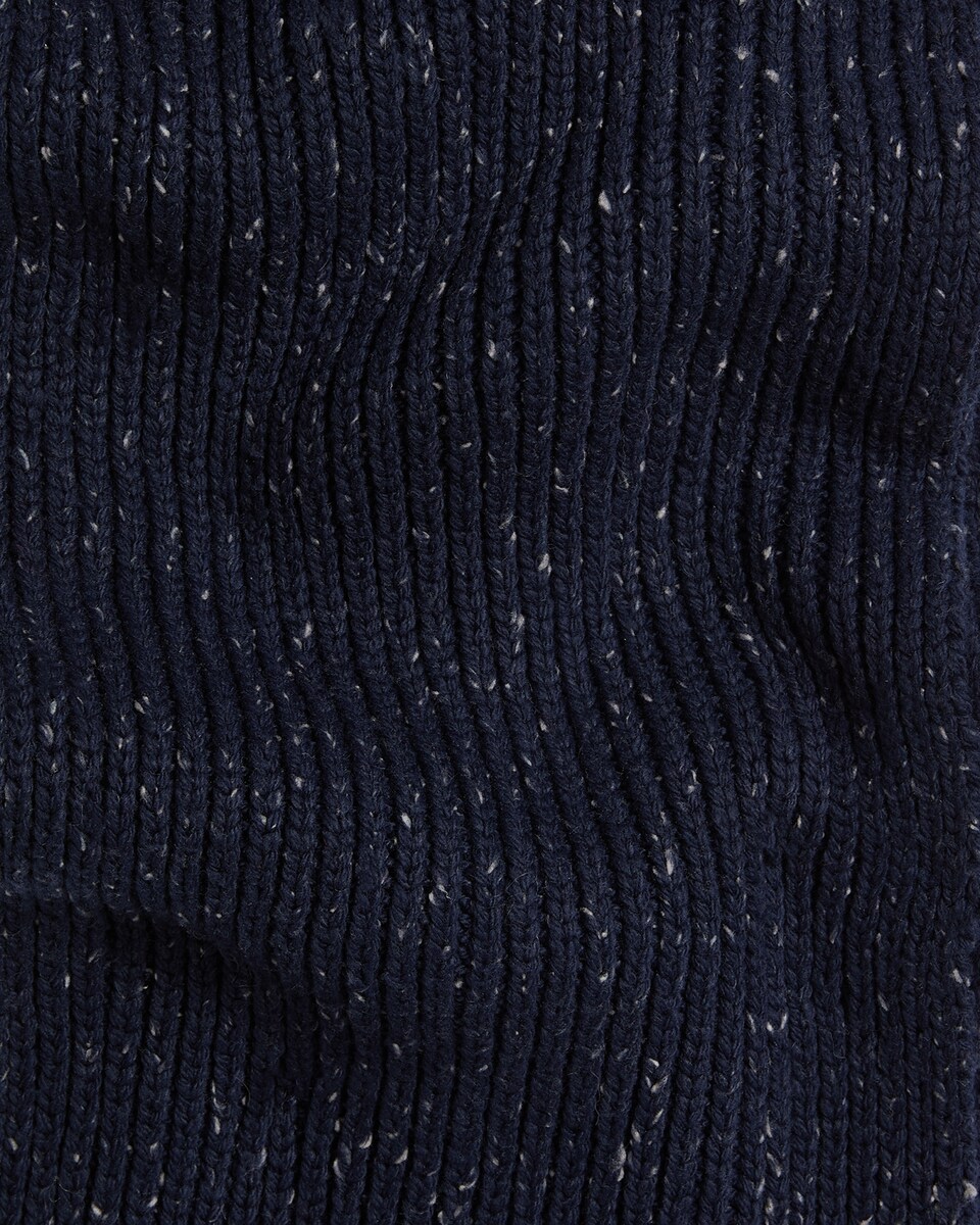 image 1 of F&F Ribbed Knit Speckled Pattern Scarf in Navy