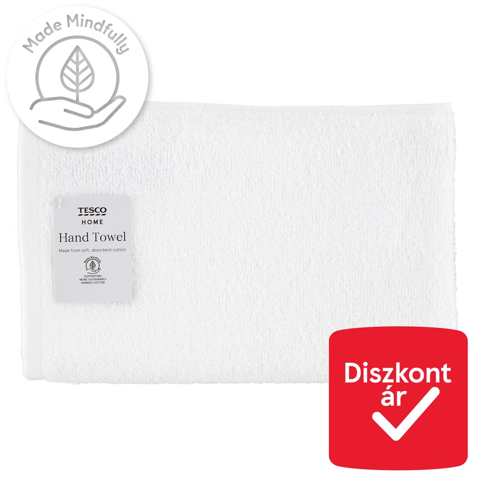 Tesco Home Basics White Hand Towel 50 cm x 90 cm