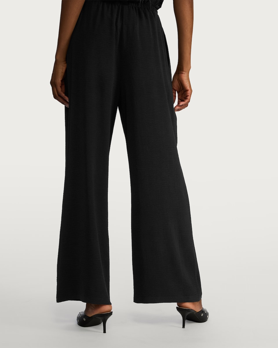 image 1 of F&F Wide Leg Drawstring Trousers in Black