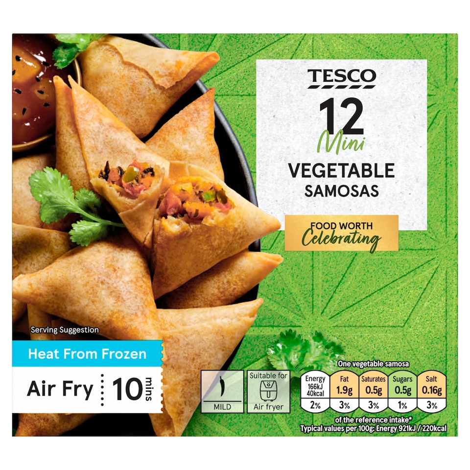 Tesco Zeleninová směs s kořením zabalená v křupavém filo těstě 12 ks 216g