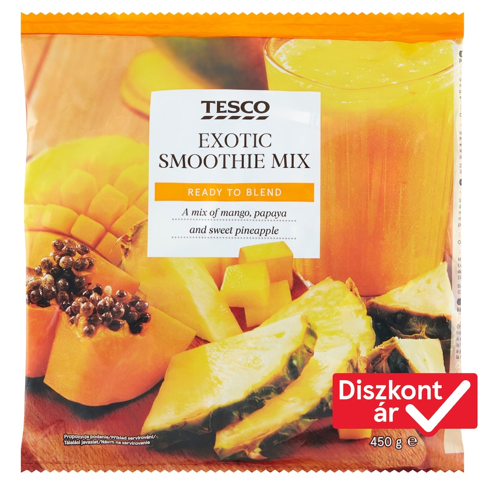 Tesco Exotic Smoothie Mix gyorsfagyasztott gyümölcskeverék turmixok készítéséhez 450 g
