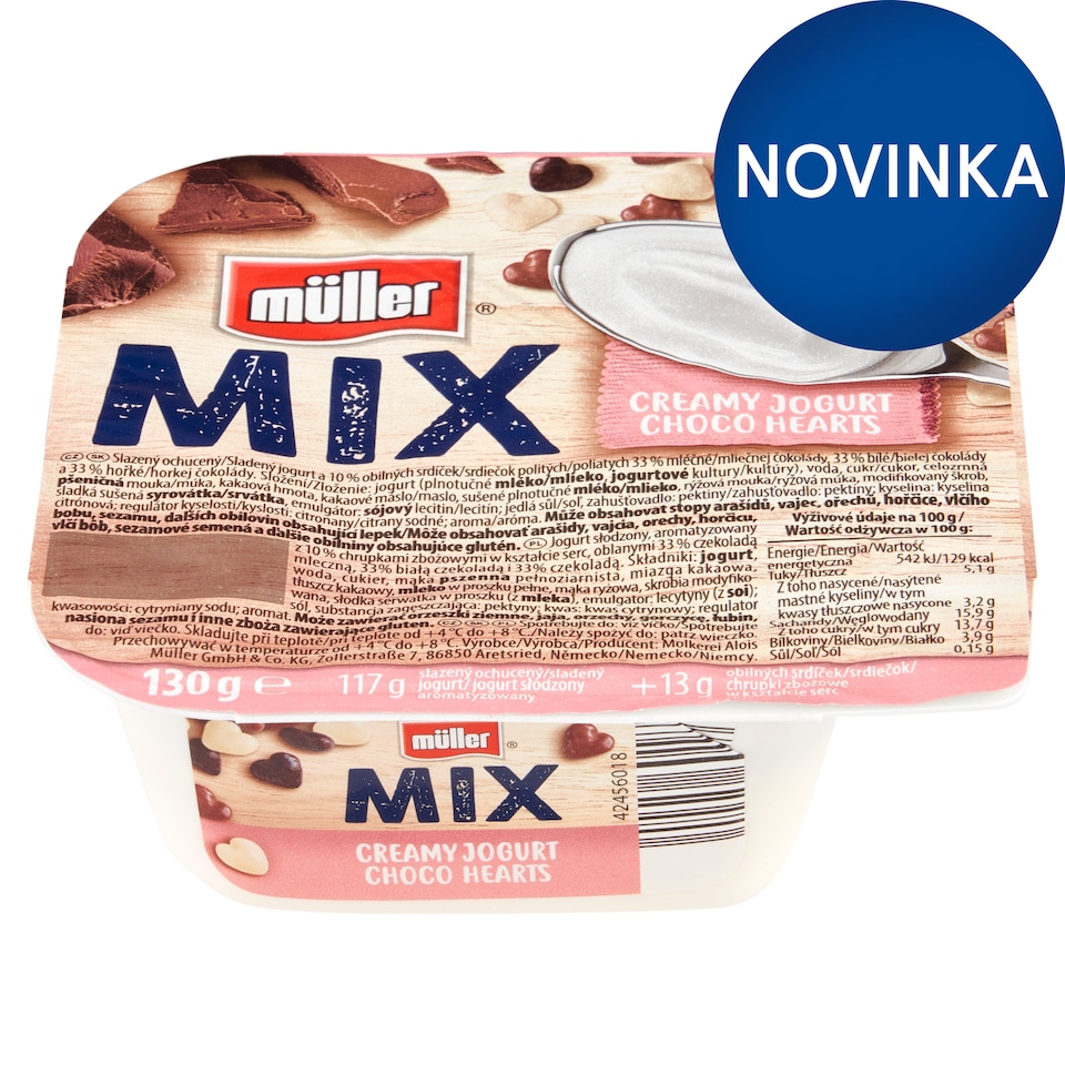 Müller Mix Creamy Jogurt Choco Hearts 130 g