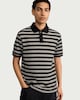image 1 of F&F Edit Cotton Rich Striped Polo Shirt in Multi Black White