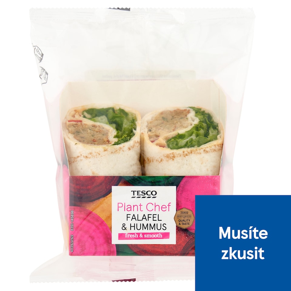Tesco Plant Chef Falafel & Hummus Wheat Tortilla 174g
