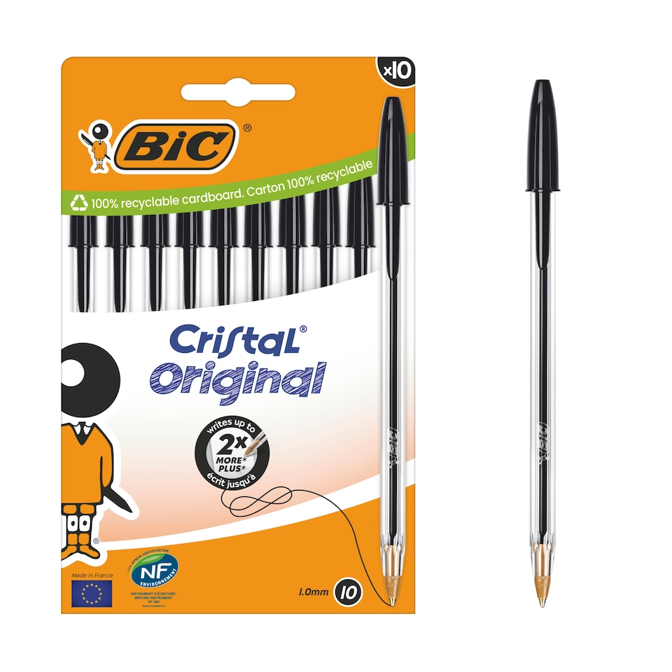 image 1 of BIC Stationery Cristal Pens Black 10 Pack