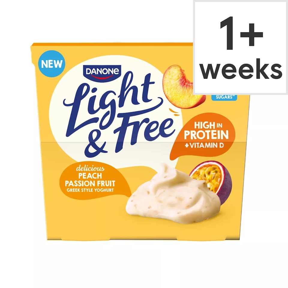 image 1 of Light & Free Peach Greek Style Fat Free Yoghurt 4x115g